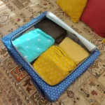 باکس برزنتی لباس | ضد آب، جمع شونده با اسکلت فلزی - طرح سرمه ای خالدار